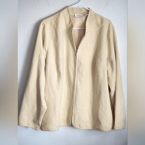 Studio Works Faux Suede Jacket Zipper Front Fully Lined Soft Yellow Sz 22W